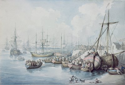El desembarco de los realistas de Toulon en Southampton en 1794 de Thomas Rowlandson